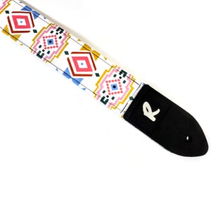 Colorful Aztec - Tribal - Navajo - Southwestern Guitar Strap - Pastel Southwest Guitar Strap- Handmade-Double Padded