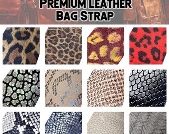Leopard Leather Purse Strap | Snake Print Premium Leather Bag Strap | Your Choice of 1.5" or 2" Crossbody Strap | Guitar Style Bag Strap