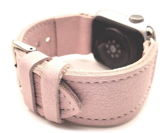 Light Pink Full Grain Leather Apple Watch Band - Handmade