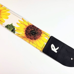Sunflower Guitar Strap - Yellow Sun Flower Guitar Strap - Double Padded- Comfortable-Fits Electric Base and Acoustic Guitars