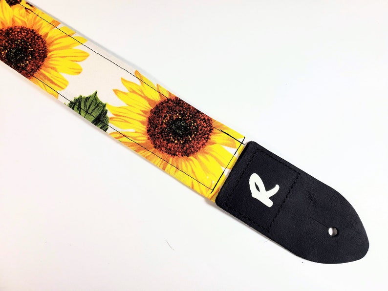 Sunflower Guitar Strap Yellow Sun Flower Guitar Strap Double Padded Comfortable-Fits Electric Base and Acoustic Guitars image 1