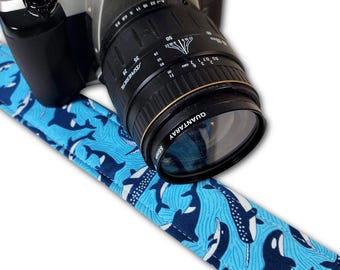 Whale Camera Strap - Narwal Killer Whale Dolphin Humpback Camera Strap - Double Padded Comfortable-DSLR / SLR