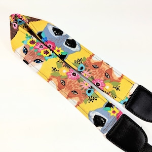 Animal Flower Crown Ukulele Strap - Colorful-Handmade - Double Padded-Cool Ukulele Strap - Button Free - Universal Strap