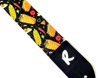 Taco Burrito Nacho Guitar Strap - Mexican Corn Guitar Strap - Mexican Food Guitar Strap- Universal Guitar Strap-Double Padded Comfortable