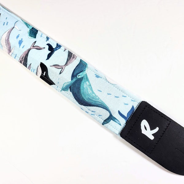 Whale Ocean Guitar Strap - Orca Guitar Strap- Blue Whale Guitar Strap - Universal Guitar Strap- Double Padded- Comfortable