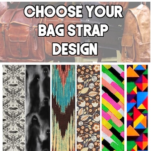 Cross Body Choose Your Skull Moth Ghost Geometric Design Guitar Style Bag Strap-Custom Hardware Color- Adjustable-Double Padded-Durable-