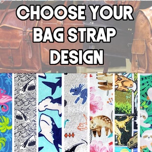Cross Body Animal Choose Your Design Guitar Style Bag Strap - Custom Hardware Color- Adjustable -Double Padded-Durable-