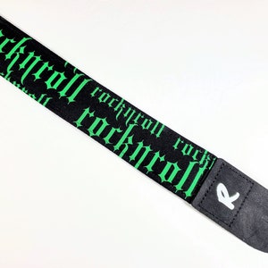 Green Rock n Roll  Band Guitar Strap-RocknRoll Guitar Strap-Double Padded Comfortable - Works for Base, Electric, or Acoustic Guitars -