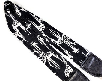 Giraffes Ukulele Strap - Black and White Giraffe Ukulele Strap - Ukulele Strap