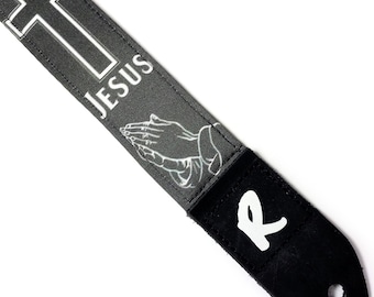 Jesus Ukulele Strap - Praying Hands Cross Religious Ukulele Strap -Handmade-Double Padded-Ukulele Strap - Button Ukulele Strap 1.5 Inch 38cm