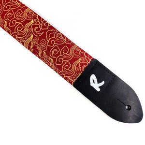 Red Japanese Clouds Guitar Strap -Red Cloud Guitar Strap - Cloud Guitar Strap - Acoustic, Electric, or Bass