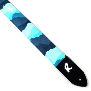 Blue Mountain Range Guitar Strap-Great Outdoors National Park Guitar Strap -Camping Guitar Strap- Double Padded - Universal Guitar Strap
