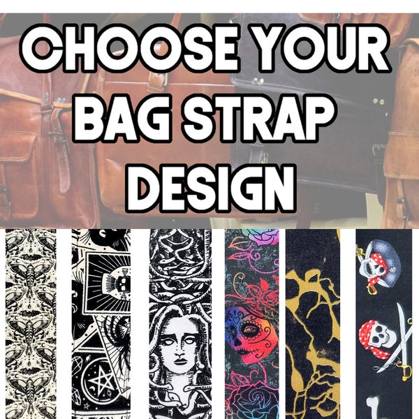 Cross Body Choose Your Design Guitar Style Bag Strap - Custom Hardware Color- Adjustable -Double Padded-Durable-