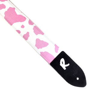 Pink Cow Print Guitar Strap - Adorable Cow Print Guitar Straps -Double Padded - Handcrafted