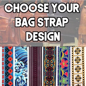 Cross Body Choose Your Design Guitar Style Bag Strap - Colorful Floral - Custom Hardware Color- Adjustable -