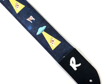 UFO Alien Guitar Strap - Alien Abduction Guitar Straps - Flying Saucer Guitar Strap - Area 51 Guitar Strap - Double Padded Comfortable