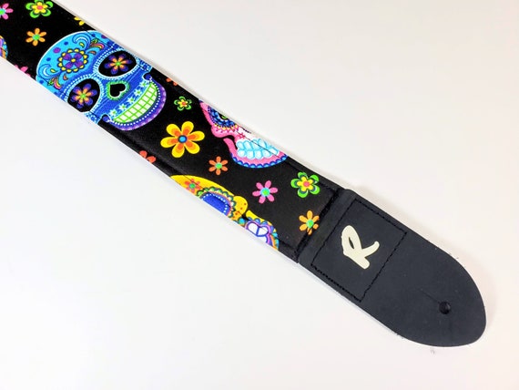 Blue Sugar Skulls on Black Guitar Strap Day of the Dead Dia De Los  Muertos-double Padded Works for Acoustic Electric or Bass -  Canada