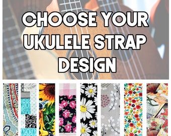 Floral Ukulele Strap - Uw keuze Floral Ukulele Strap - Button Strap