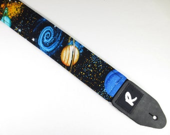 Space Galaxy Guitar Strap - Nebula - Planets - Sci Fi - Astrology