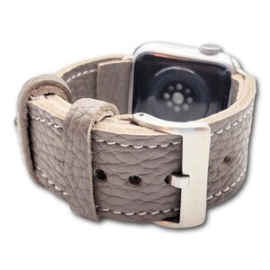 Gray Full Grain Leather Apple Watch Band – Handmade Timeless Style image 4