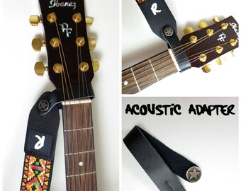 Akustik Gitarrengurt Leder Adapter - Knopf - Headstock Befestigung - Schwarz
