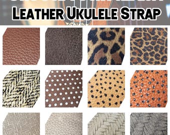 Brown Gray Choose Your Premium Leather Ukulele Strap -Fine Leather Ukulele Strap -Handmade -Leopard Brown Ukulele Strap-Button Ukulele Strap
