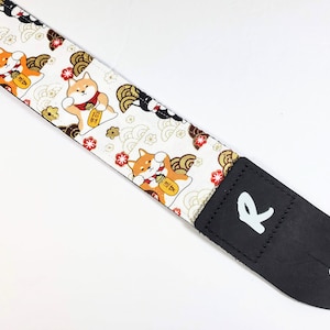 Japanese Shiba Inu Guitar Strap - Japanese Dog Guitar Strap - Cloud Guitar Strap - Acoustic, Electric, or Bass