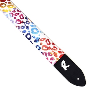 Handmade Colorful Leopard Print Guitar Strap-Colorful Cheetah Guitar Strap Double Padded-Animal Print
