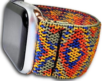 Blue Sage Southwest Woven Elastic Watch Band Apple Watch-38mm 40mm 41mm 42mm 44mm 45mm 46mm 49mm, All Series(Models Ultra 2 SE Series 1-11)