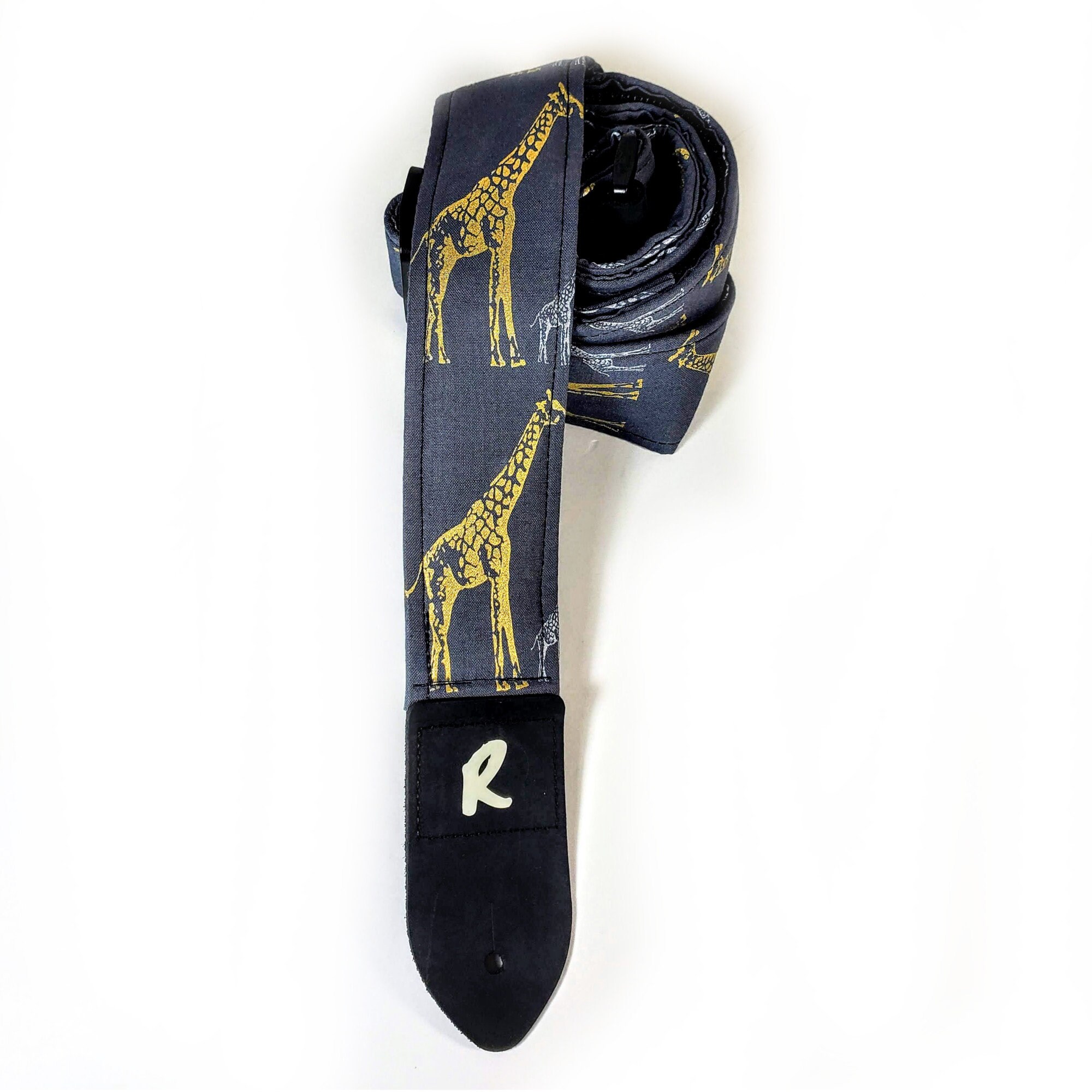 Giraffe Guitar Strap-gold Giraffes and Grey Guitar Strap  display picture 3