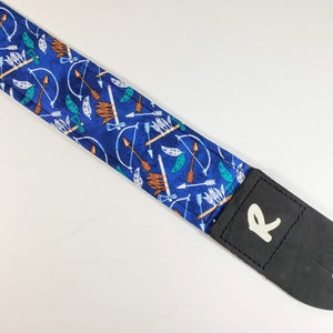Bow Arrow Ax Feather Guitar Strap - Southwest Guitar Strap- Adjustable- Double Padded- Fits Acoustic, Electric and Bass Guitars