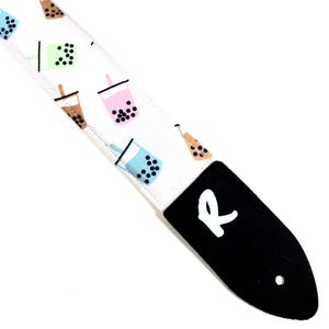 Boba Guitar Strap- Boba Tea - Bubble Tea Guitar Strap - Pearl Milk Tea - Tapioca Milk Tea -Fits Acoustic, Bass, and Electric Guitars