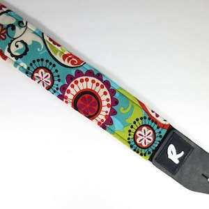 Groovy Hippie Paisley Guitar Strap - Flowers - Colorful