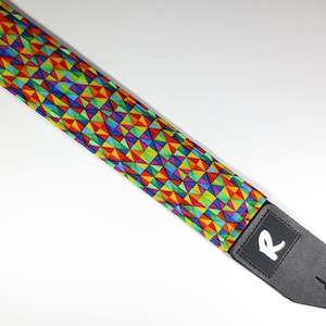 Colorful Geometric Print Guitar Strap - Colorful - Retro
