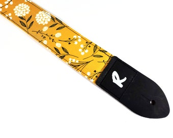 Mustard Colored Dandy Lion Guitar Strap - Dandy Lion Guitar Strap - Adjustable -Double Padded-Durable-Super Soft