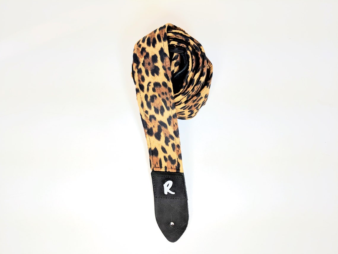 Handmade Leopard Print Guitar Strapdouble Paddedanimal Etsy