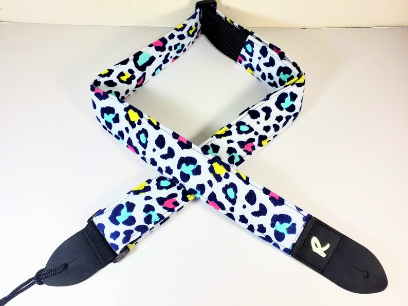 Handmade Colorful Leopard Print Guitar Strapcolorful Cheetah Etsy