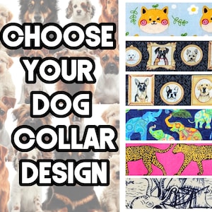 Choose Your Dog Collar Design Dogs in Frames Elephant Pink Leopard Octopus Washable Fabric Dog Collar Handcrafted-Side Release Dog Collar