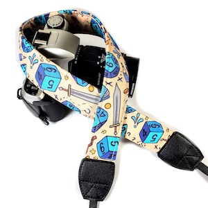 Gaming Camera Strap - 20 Sided Die Camera Strap - Board Gamer Roll Playing Game Camera Strap - Double Padded Comfortable-DSLR / SLR-
