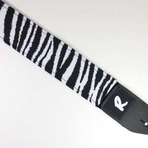Zebra Print Guitar Strap - Black and White - SAFARI