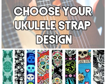 Sugar Skull Ukulele Strap - Your Choice Ukulele Strap - Double Padded Comfortable Universal Ukulele Strap