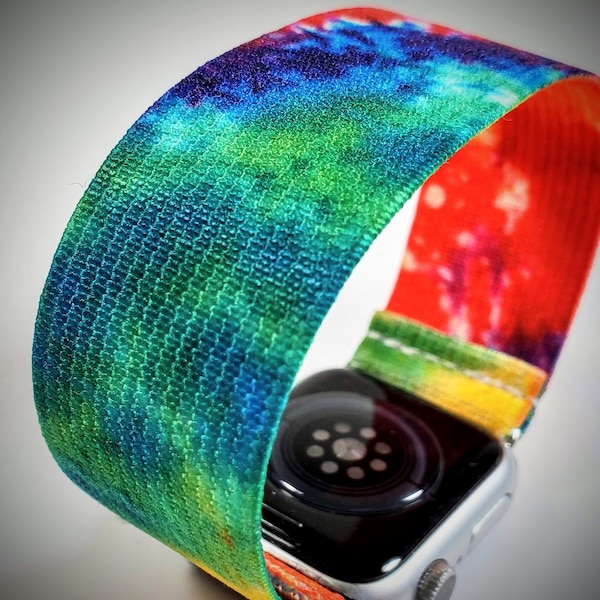 Rainbow Tie Dye Elastic Watch Band for Apple Watch - 38mm 40mm 41mm 42mm 44mm 45mm ; All Series (Models 1 - 8 & SE) -