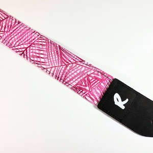 Pink and White Geometric Guitar Strap - Cute - Adjustable -Double Padded-Durable-Super Soft