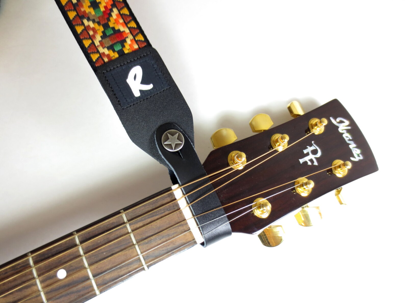 Acoustic Guitar Strap Leather Adapter Button Headstock Etsy