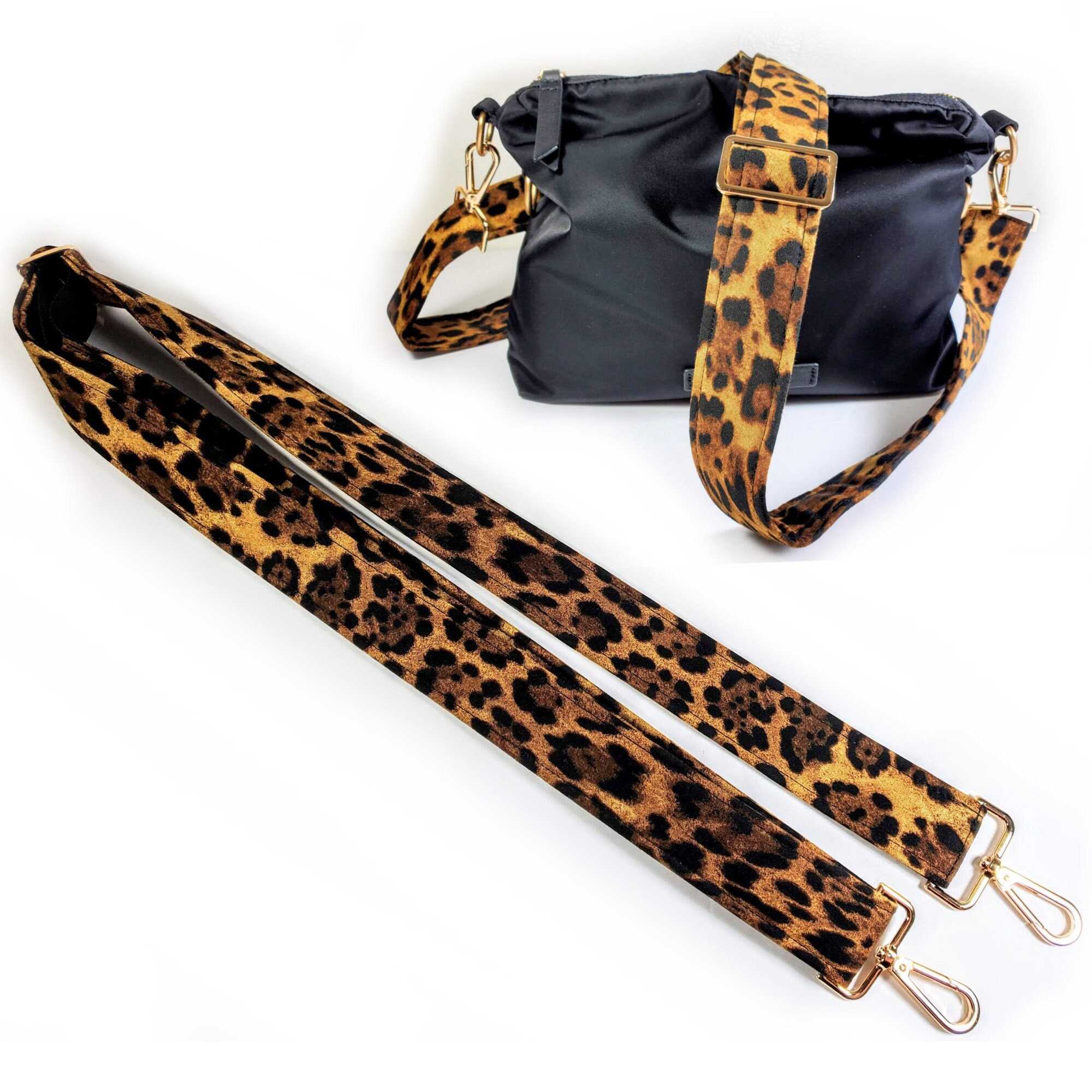 Faux Fur Tote With Removable Guitar Strap – Leopard – Sprigs