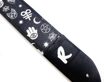 Hamsa Hand, Pentagram, Cat, Tarot, Eye, Skull, Guitar Strap -  Leviathan Cross Guitar Strap - Guitar Strap - Double Padded - Comfortable