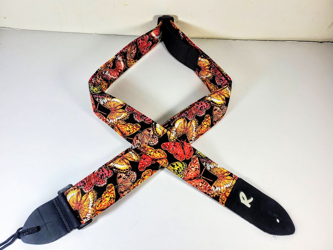 Colorful Butterfly Guitar Strap Beautiful Butterfly Guitar Etsy