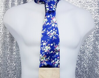 Channing in Floral Print and Cream Dupioni Silk - Sir Montie Designer Neckties Premier Collection