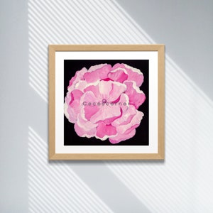 Pink Peony Flower Wall Art, Succulent Art Print, Giclee Prints, Floral Art Print
