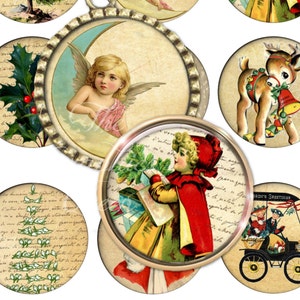 Sweet Christmas 2.5 Inch Circles Digital Collage Sheet Vintage Christmas Digital Art Cupcake Topper Jewelry Magnet ATC CardMaking Journaling